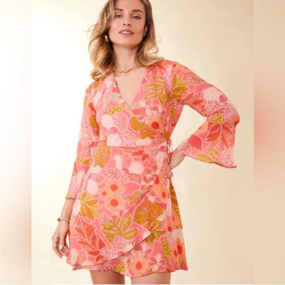 Spartina 449 NWT Rosalee Wrap Dress in a Callawassie Floral Pink